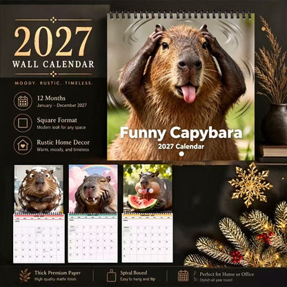 🦫 KOOP 2, KRIJG 1 GRATIS – Grappige Capibara Kalender 2027 | 12 Maanden Vol Leuke Foto’s & Humor | Voor Thuis of als Cadeau