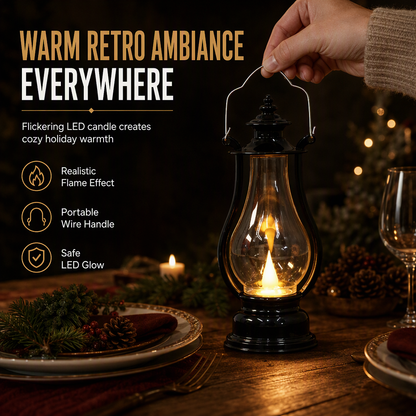 🏮 2+1 GRATIS! Vintage LED Decoratieve Lantaarn – Hittevrije Flikkerende Vlam | Retro Sfeer voor Thuis & Tuin 🕯️✨