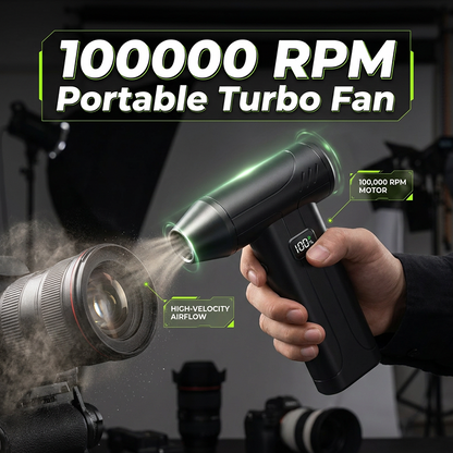 💨 60% KORTING – Oplaadbare Luchtblazer | 100.000 RPM, 6000 mAh Accu, Ingebouwde Verlichting & USB-C