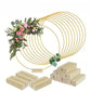 💐 2+1 GRATIS! Gouden Metalen Bloemenhoepel Tafelstuk met Houten Standaard – Sfeervol & Stijlvol | Voor Bruiloft, Feest & Thuis ✨🕯️