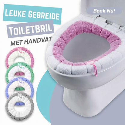 Zachte Gebreide Toiletbrilbeschermer met Handvat – Extra Comfort voor je Badkamer | 1+1 Gratis