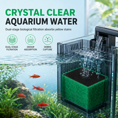 🐠 Poreus Koolfilterblok voor het Aquarium – Tweelaagse Filtratie voor Grof Vuil en Geurtjes