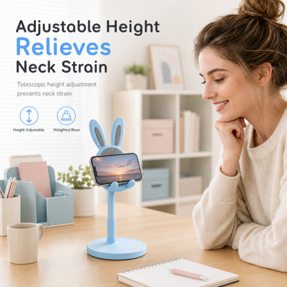 🐰 Tijdelijke Aanbieding – Verstelbare Telefoonstandaard met Konijnendesign, Siliconen Pads en 4 Kleuren