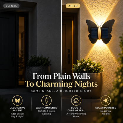 Decoratieve Vlinderlamp op Zonne-energie – Geef Je Tuinmuur Extra Sfeer🦋