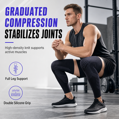 🚴 1 Paar Lange Compressie Kniebeschermers – Antislip, Volledige Beenbescherming | Perfect voor Fietsen & Fitness 💪✨