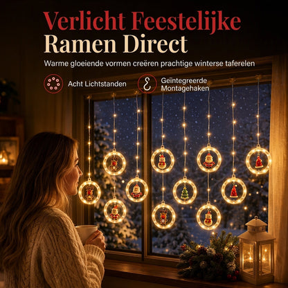 🎄 50% KORTING – Kerst Gordijnverlichting met Afstandsbediening | 8 Lichtstanden voor Gezellige Feestelijke Ramen