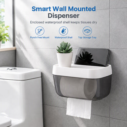🎁 Kerstspecial: 60% KORTING – 2-in-1 Toiletrolhouder en Tissuedispenser | Wandmontage zonder Boren, met Opbergruimte