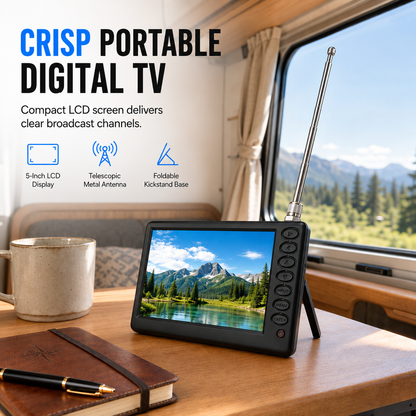 📺 5-inch Oplaadbare Draagbare Digitale TV – DVB-T2 H.265/HEVC, Inclusief Antenne & Pocketformaat | Voor Camping, Nood & Tweede Scherm | 50% KORTING! ✨