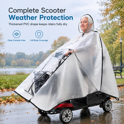 🌧️ 60% KORTING – Waterdichte Regenhoes voor Scootmobiel | Extra Lang Model met Transparant Dashboardvenster