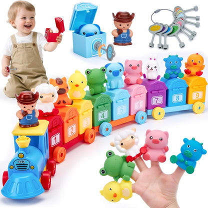 🚂🧩 Educatieve Speelgoedtrein met Dieren – Kleurrijke Cijferwagons, Uitneembare Figuren & Sorteerspel
