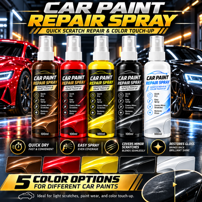 🚗 Waarom naar de garage voor een krasje? Deze sneldrogende lakspray in 5 kleuren camoufleert kleine schade en laat je lak weer stralen.