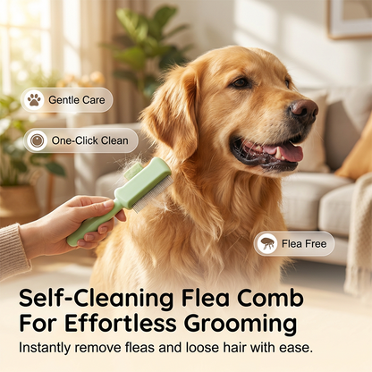 🐾 Zelfreinigende Vlooienkam voor Honden & Katten – Met Één Druk op de Knop Schoon | Verwijdert Losse Haren & Voorkomt Klitten | 60% KORTING! ✨