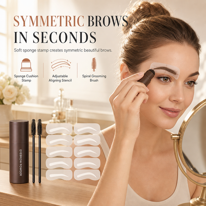 ✨ Wenkbrauwstempel & Haarlijnpoeder Set – Met Sjablonen, Haarband & Kwasten | Waterbestendig & Compleet voor een Natuurlijke Look | 60% KORTING! 🎄