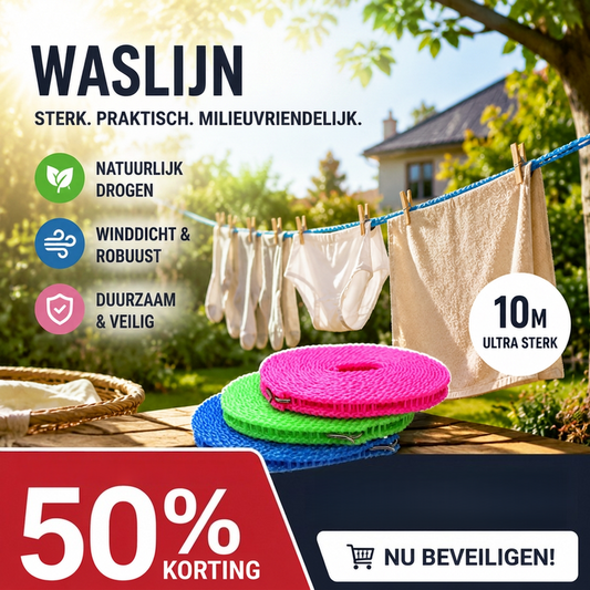 🎁 KOOP 2, KRIJG 1 GRATIS! 🏠 Draagbare Waslijn – Geen Boren, Snel Opgehangen & Overal Te Gebruiken 👕